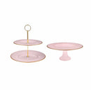 KARACA RETRO Set de 2 présentoirs à gâteau rose - Pembe İkili Sunum Seti
