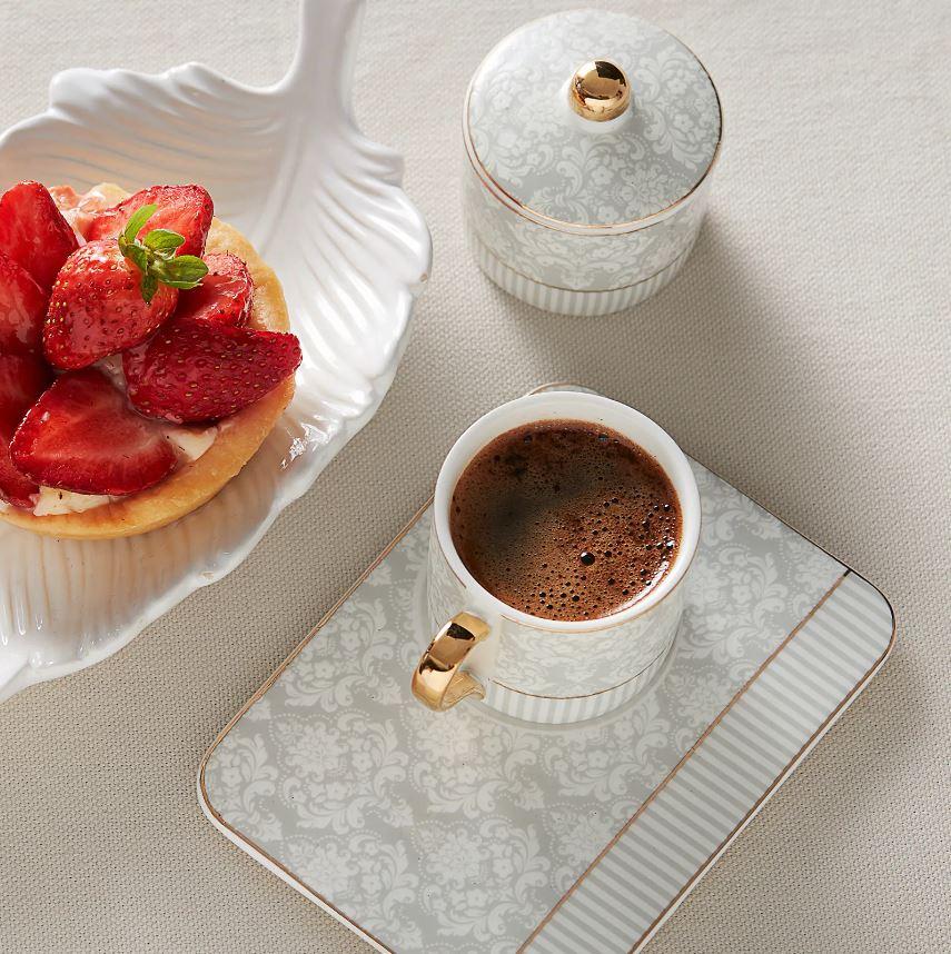 Karaca Quenn - Lot de 5 tasses à café turc avec bol à bonbons pour 2 personnes - Lot de 5 tasses à expresso en porcelaine avec soucoupes, idéal pour servir du Karaca Quenn - Lot de 5 tasses à café turc avec bol à bonbons pour 2 personnes - Lot de 5 tasses à expresso en porcelaine avec soucoupes, idéal pour servir du