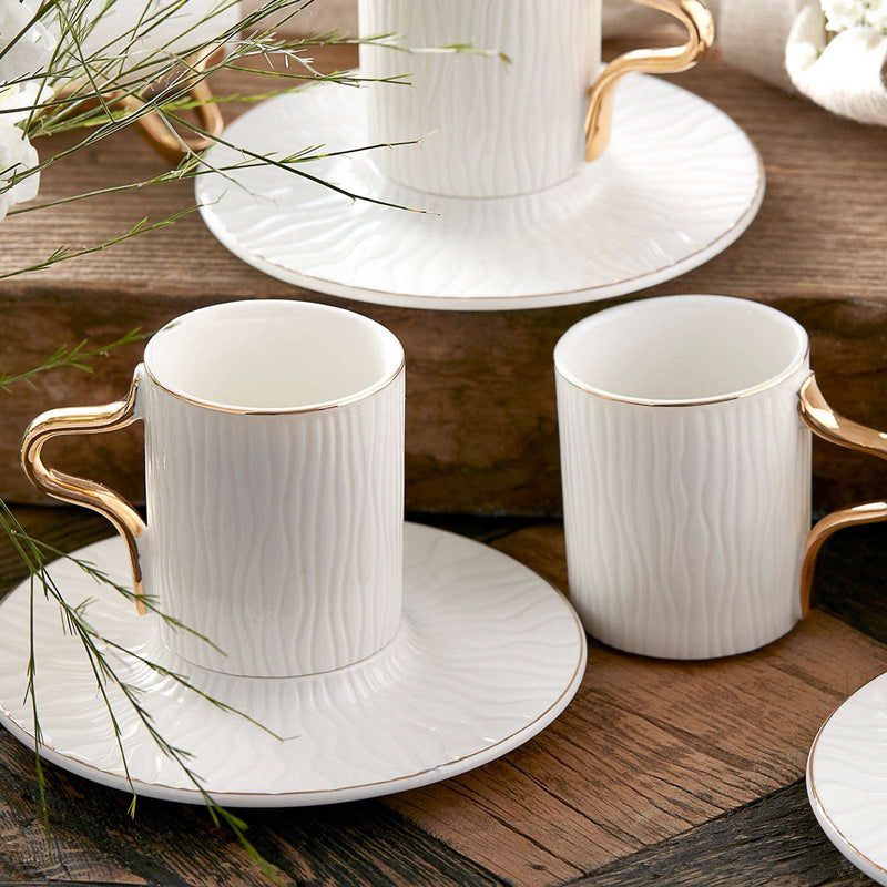 KARACA AGED 12-teiliges Porzellan Kaffeetassen-Set für 6 Personen