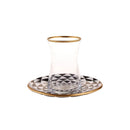 KARACA BLACK GOLD set verres à thé 6 personnes - 6'li çay seti