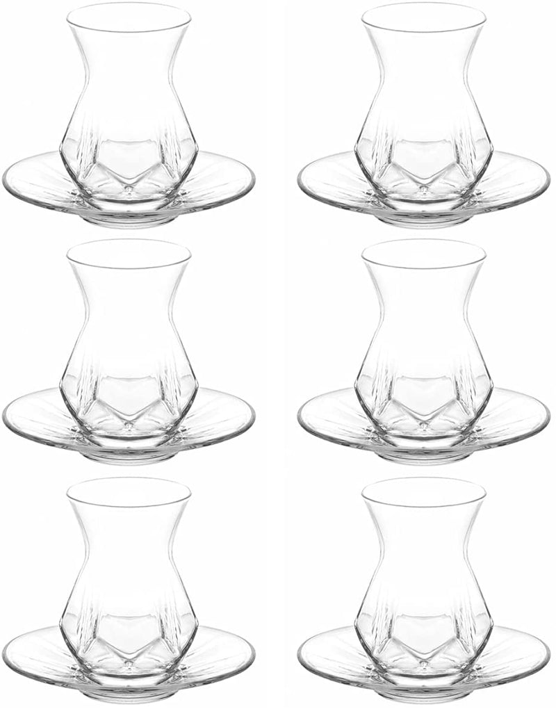 LAV ALYA Set de verres à thé 6 personnes 12 pièces - Design moderne - 12 Parça Modern Tasarım Çay Seti