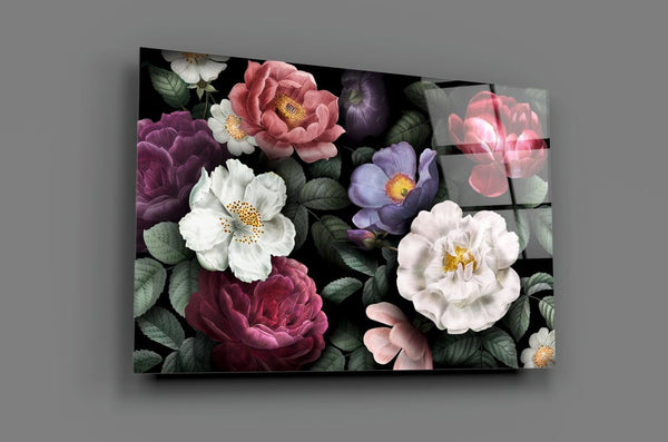 Tableau en verre - Floral Fleurs multicolores