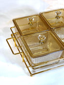 TREND HOME COLLECTION Aperitif-Tablett mit 6 quadratischen Glasschalen mit Deckel