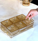 TREND HOME COLLECTION Aperitif-Tablett mit 6 quadratischen Glasschalen mit Deckel