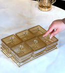 TREND HOME COLLECTION Aperitif-Tablett mit 6 quadratischen Glasschalen mit Deckel