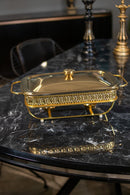 TREND HOME COLLECTION Réchauffeur d'aliments réctangulaire  2L gold TREND HOME COLLECTION Yemek  ısıtıcısı  dikdörtgen 2L gold TREND HOME COLLECTION Rechteckiger Speisenwärmer 2L gold 