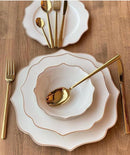 ZELLERFELD Beyaz, dore yaldızlı porselen yemek takımı 25 parça 6 kişilik