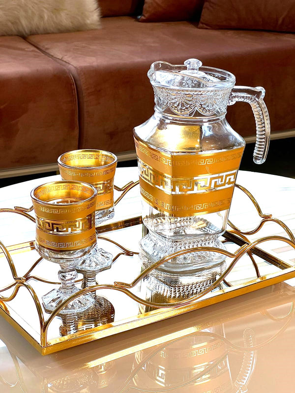 TREND HOME GOLD Set aus 6 Gläsern mit Karaffe