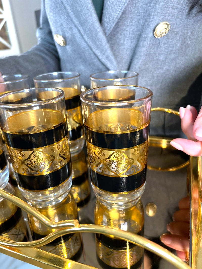 TREND HOME BLACK ORIENT Set de 12 verres gold