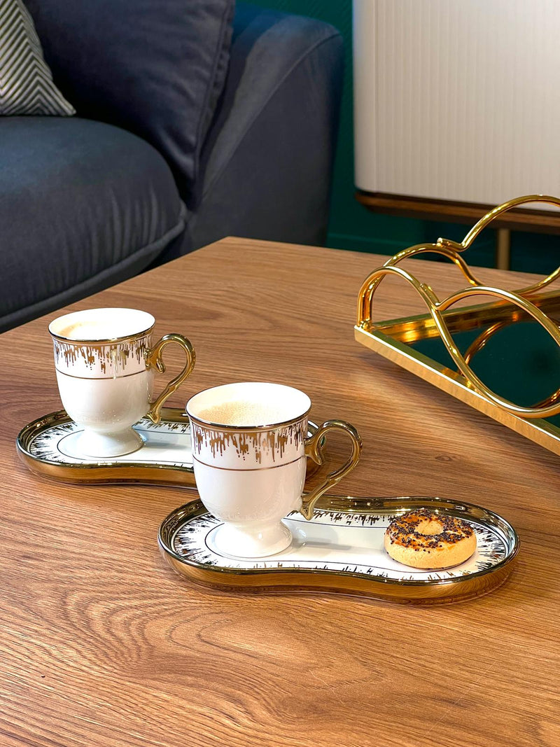 ZELLERFELD 12 Stück 6-teilige vergoldete Tee-/Kaffeetasse