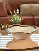 TREND HOME FLORA Servierteller aus weißem/goldenem Porzellan 