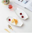 TREND HOME 2'Li gondol servis tabağı beyaz dore yaldızlı