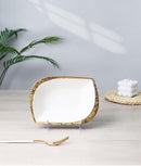 TREND HOME LEAF porselen servis tabağı beyaz/altın 25cm