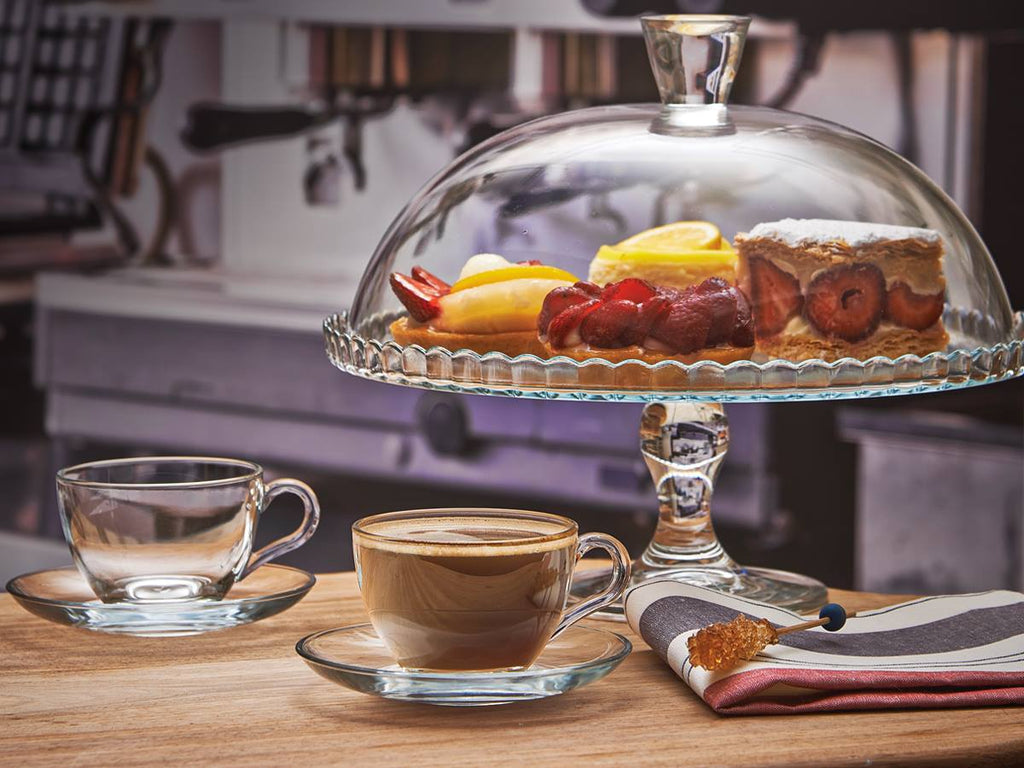 Topkapi Piatto Portadolci Con Base Lyra - Vetro Temperato Per Buffet E Dessert 28cm - Foto 13