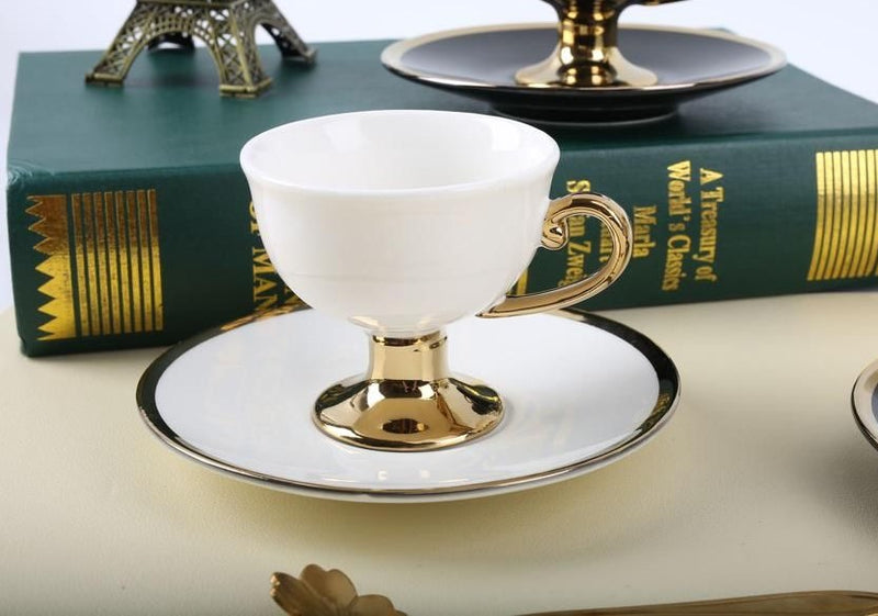 TREND HOME COLLECTION  Set de tasses à café  blanc doré 12 pièces 6 personnes